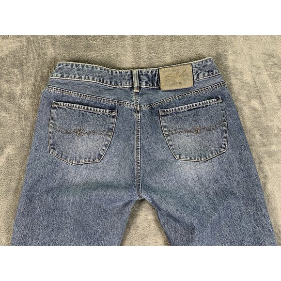 Silver Jeans Women's 32x32 Flared Slit Hem Blue Medium Wash - Picture 4 of 14